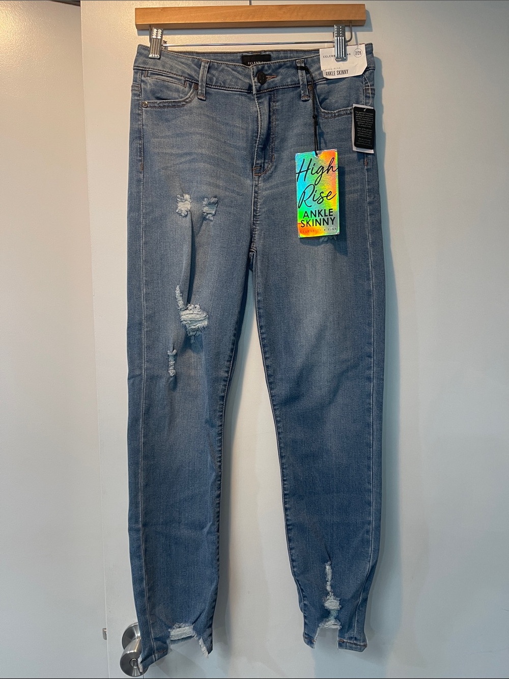 Celebrity Pink Light Blue High Rise Ankle Skinny Jeans